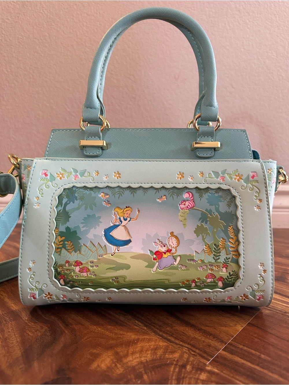 Loungefly Mint Alice in Wonderland Scenic Bag Satchel Purse Disney New